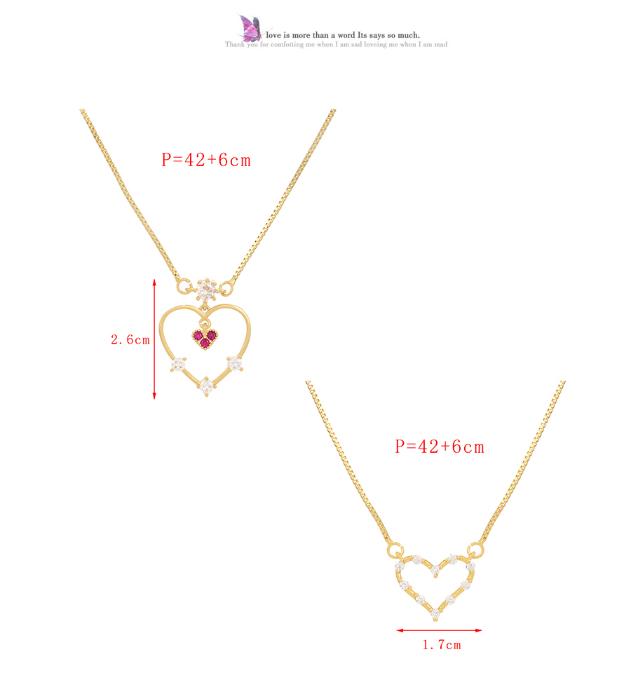 Fashion Pink Bronze Zirconium Heart Necklace,Necklaces