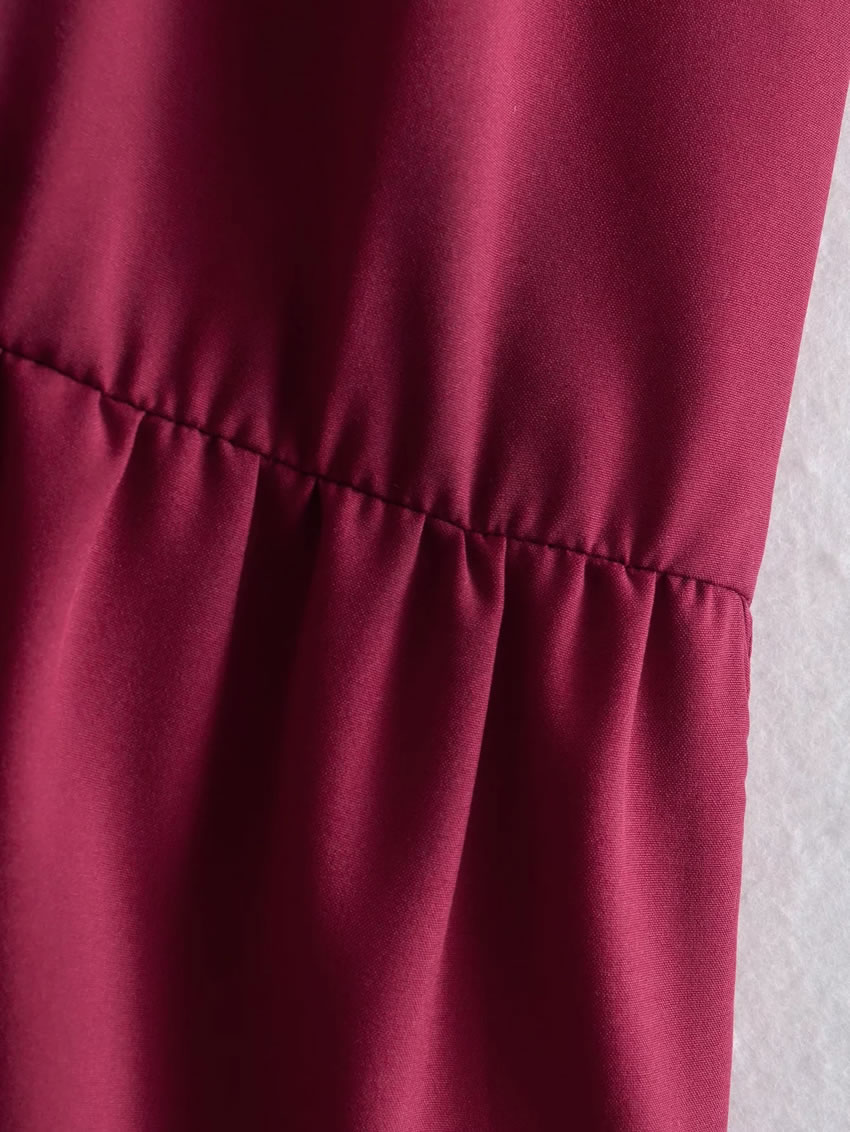 Fashion Red V-neck Fly-sleeve Swing Dress,Long Dress