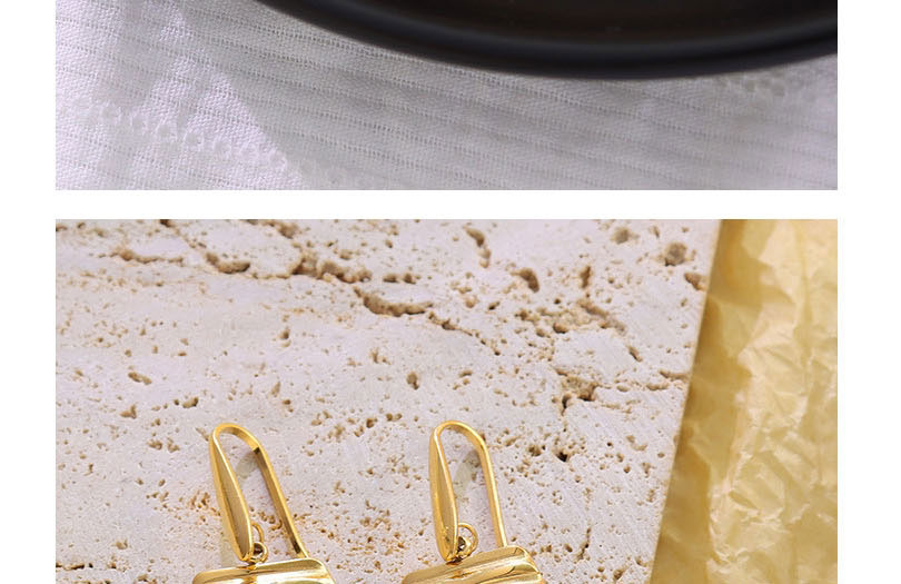 Fashion Pair Of Gold Color Earrings Stainless Steel Gold Plated Line Square Stud Earrings,Earrings