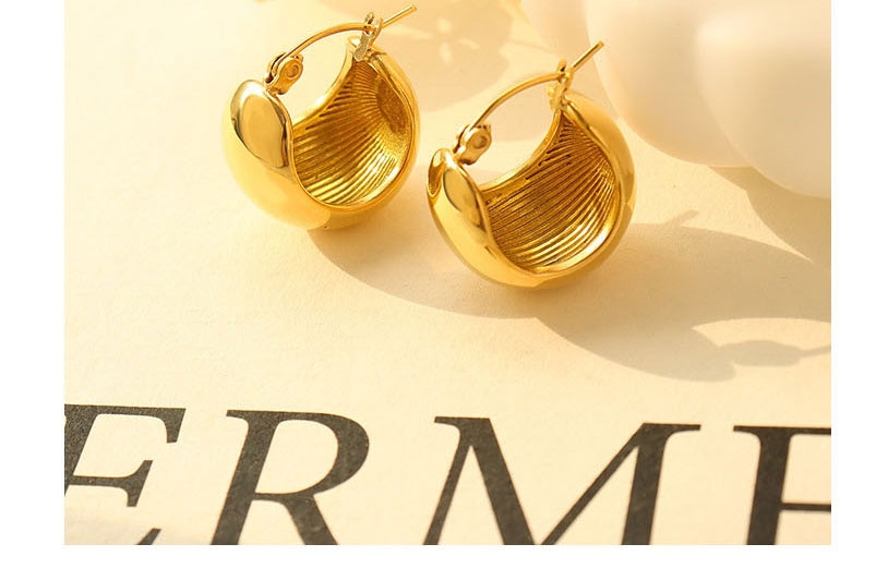 Fashion Pair Of Gold Color Earrings Titanium Gold U-shaped Earrings,Earrings