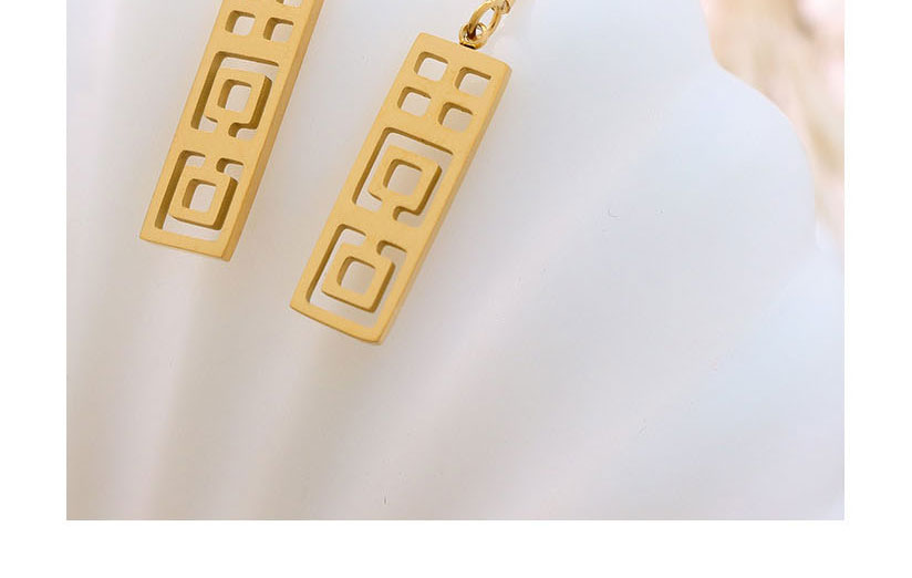Fashion Pair Of Rose Earrings Stainless Steel Gold Plated Geometric Long Plate Earrings,Earrings