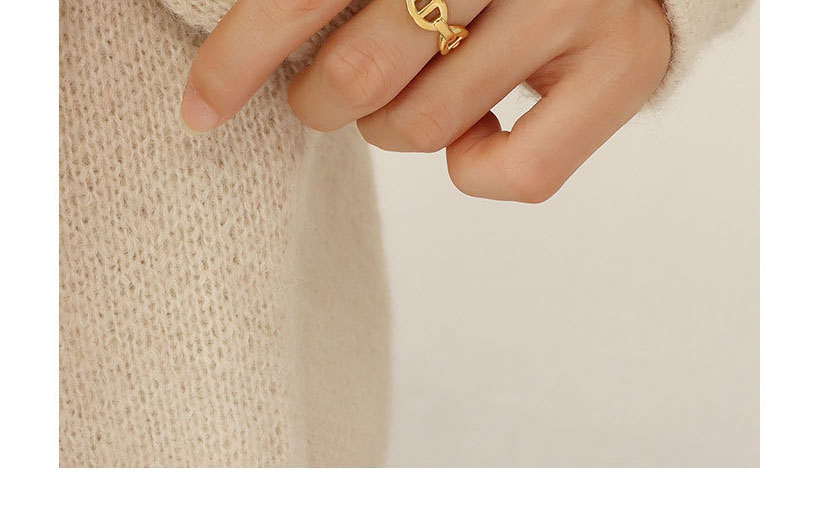 Fashion Gold Color Necklace-40+4cm Titanium Geometric Pig Nose Necklace,Rings