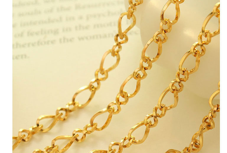 Fashion Gold Color Necklace-40+5cm Stainless Steel Gold Plated Figure 8 Link Necklace,Necklaces