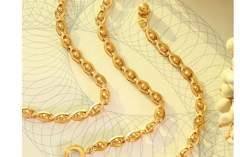Fashion Gold Color Necklace-40cm Titanium Gold Plated Ball Geometry Necklace,Necklaces