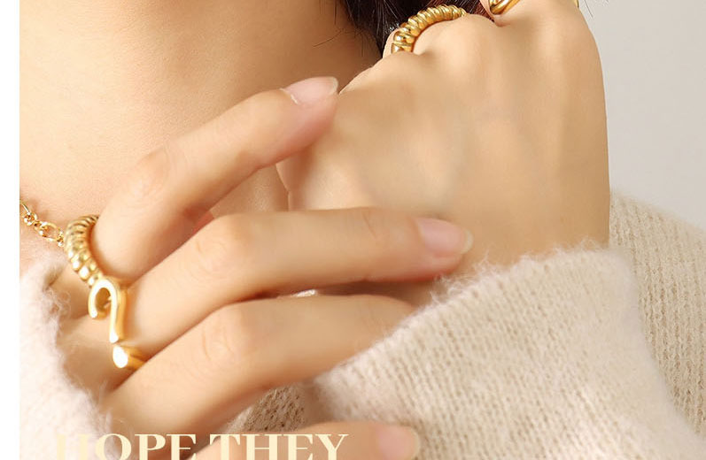 Fashion Pair Of Gold Color Earrings Titanium Steel Wide Face C Shape Stud Earrings,Earrings