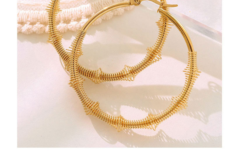 Fashion Pair Of Rose Gold Color Earrings Titanium Gold Plated Spring Wire Big Hoop Earrings,Earrings