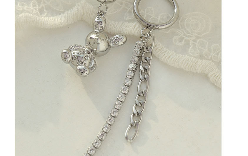Fashion Pair Of Steel Earrings Zirconia Bear Tassel Asymmetric Drop Earrings In Titanium Steel,Earrings