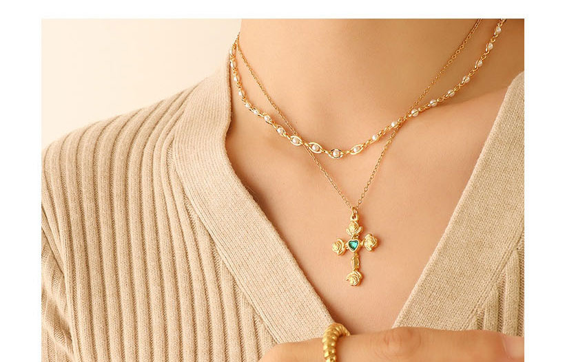 Fashion Gold Color Necklace-42cm Titanium Steel Gold Plated Imitation Pearl Necklace,Bracelets