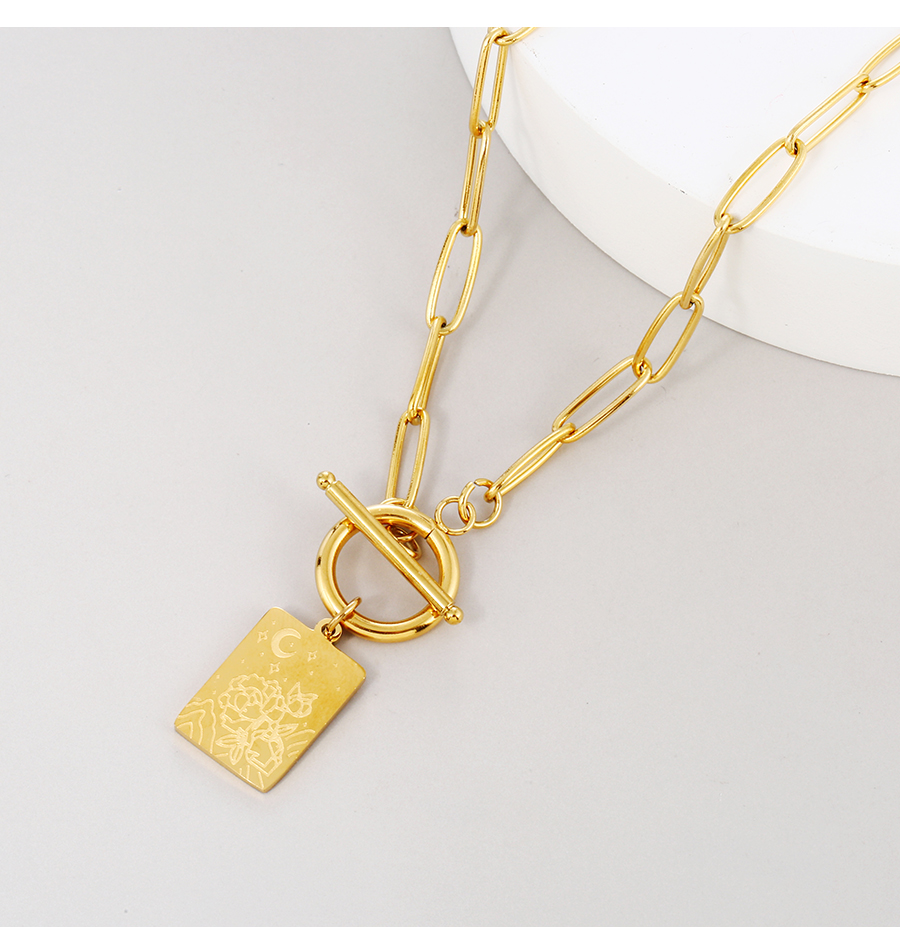 Fashion Gold Titanium Flower Brand Ot Buckle Necklace,Necklaces