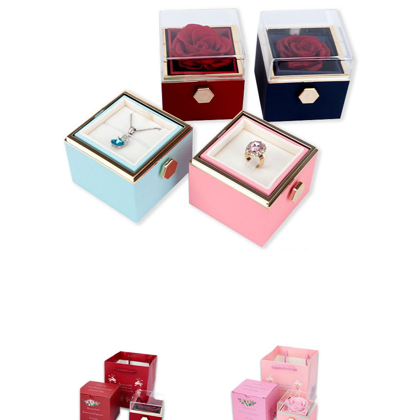 Fashion Pink Pendant Box Square Rotating Flower Box (christmas Special) Square Rotary Flower Box Ring Box,Jewelry Packaging & Displays
