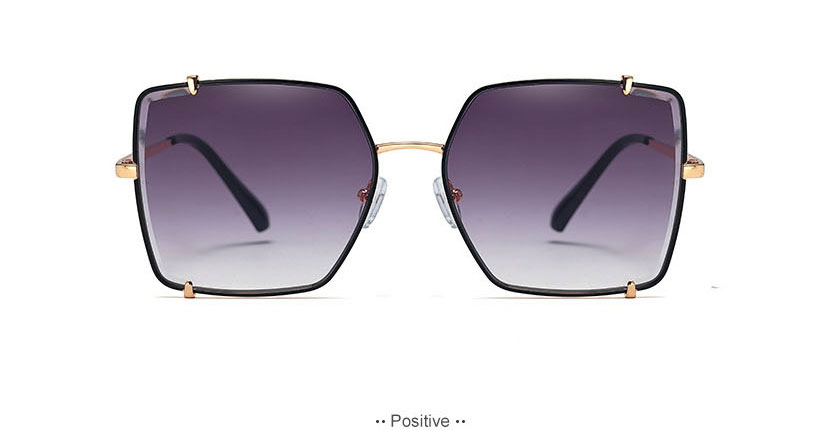 Fashion Beige/blue Gradient Gray Pc Large Frame Sunglasses,Women Sunglasses