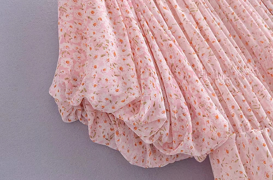 Fashion Pink Floral One Shoulder Dress,Mini & Short Dresses