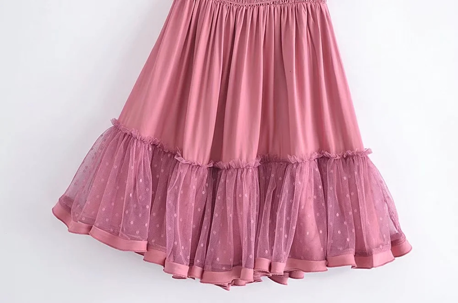 Fashion Pink Lace-paneled Slip Dress,Mini & Short Dresses