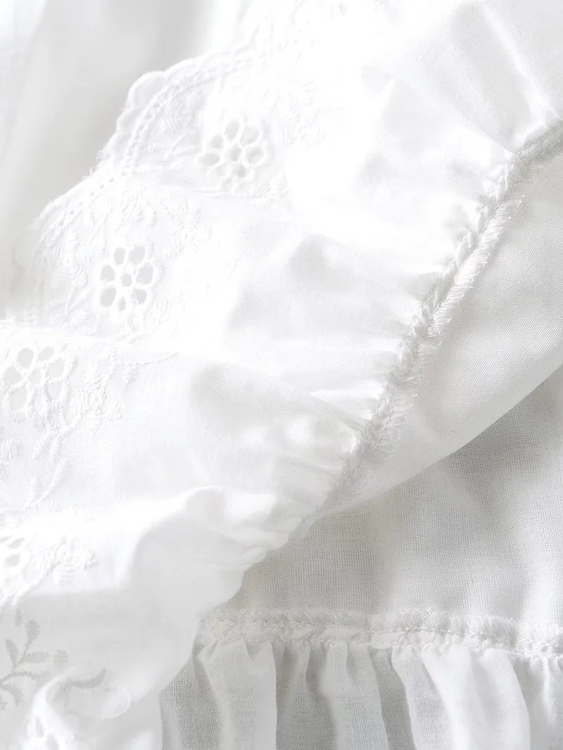 Fashion White Ruffle Sleeve Lace Dress,Mini & Short Dresses