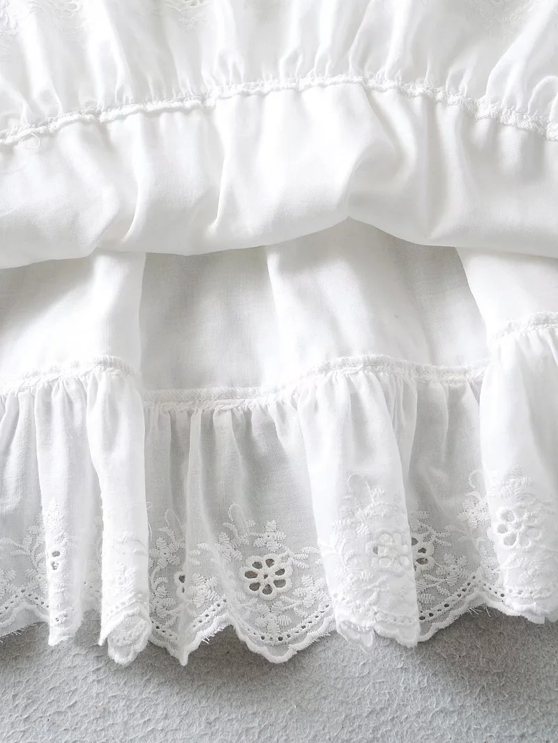 Fashion White Ruffle Sleeve Lace Dress,Mini & Short Dresses