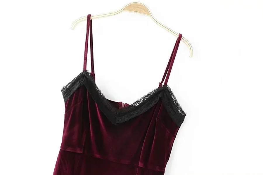 Fashion Red Velvet Lace Suspenders,Tank Tops & Camis