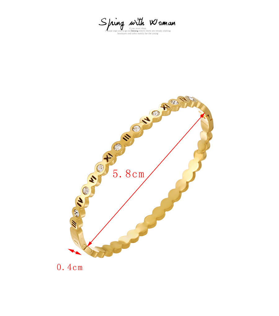 Fashion Rose Gold Titanium Steel Zircon Number Bracelet,Bracelets