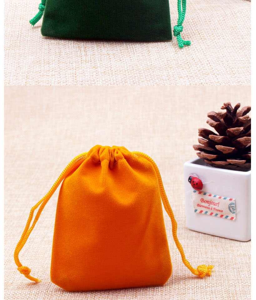Fashion Orange 7*9cm Flannel Drawstring Bag (price Of 50),Jewelry Packaging & Displays
