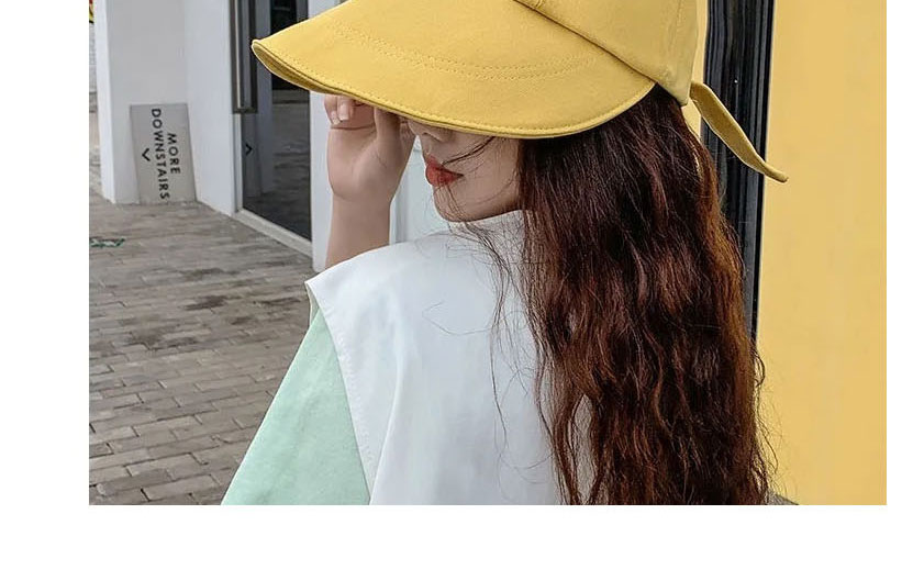 Fashion Yellow Cotton Tie Big Brim Cap,Baseball Caps