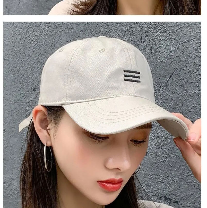 Fashion Khaki Solid Color Soft Top Three Stripe Baseball Cap,Baseball Caps