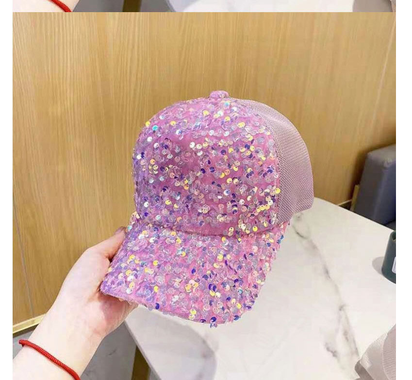 Fashion Pink Full Brim Sequin Baseball Cap,Baseball Caps