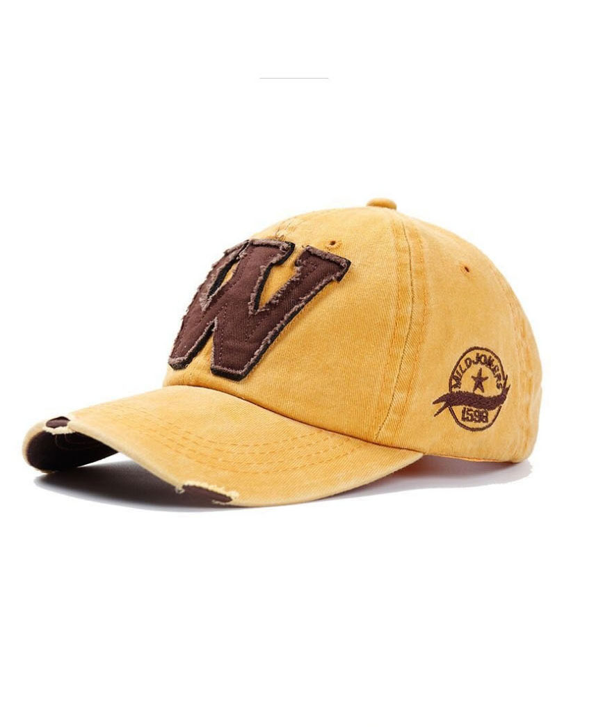 Fashion Yellow Cotton Letter Embroidered Denim Baseball Cap,Baseball Caps