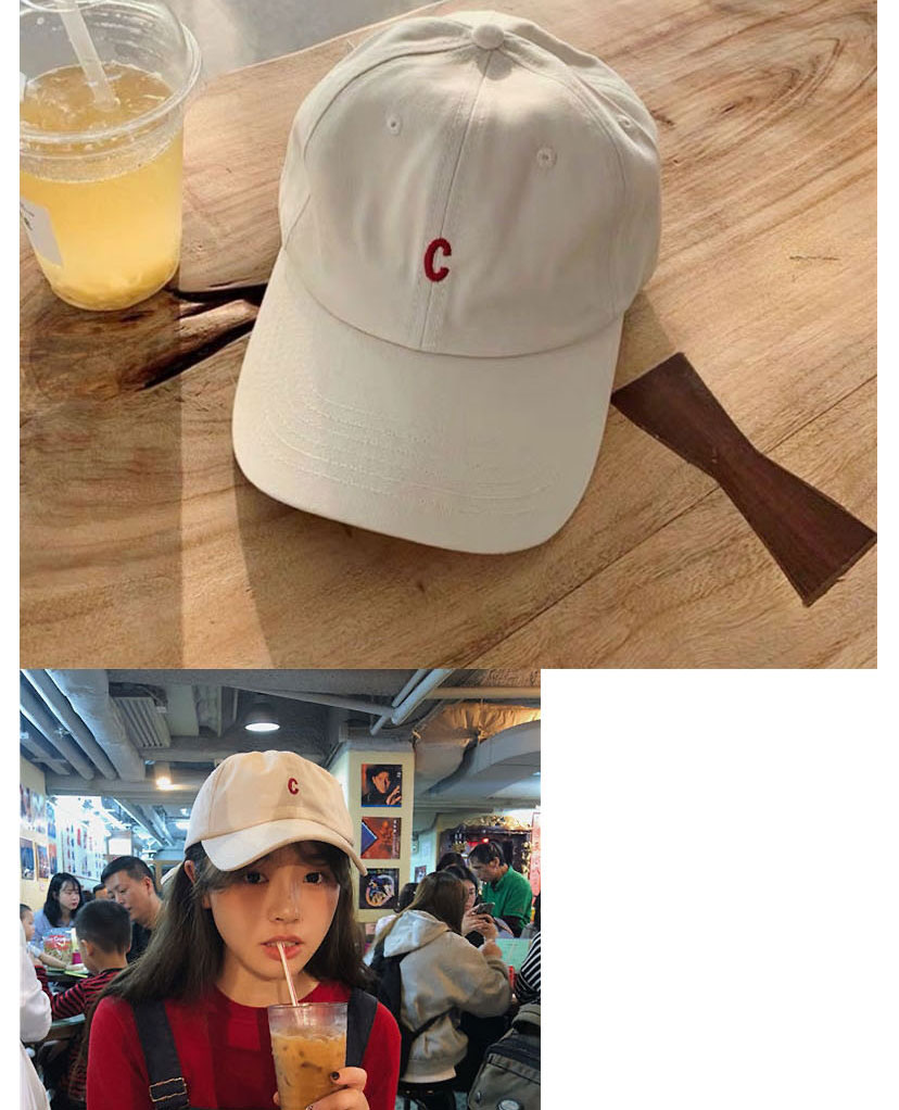 Fashion Side Tick - Beige Cotton Side Lettering Baseball Cap,Baseball Caps