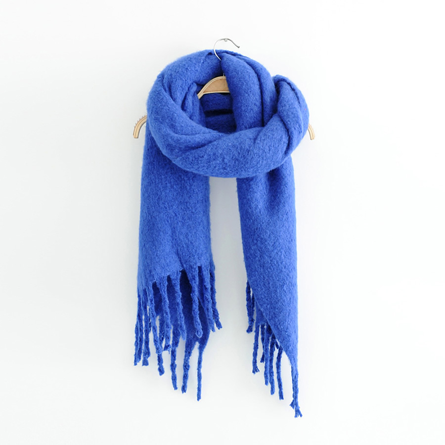 Fashion Royal Blue (klein Blue) Solid Fringed Shawl,knitting Wool Scaves