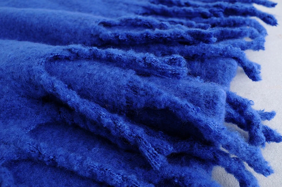 Fashion Royal Blue (klein Blue) Solid Fringed Shawl,knitting Wool Scaves
