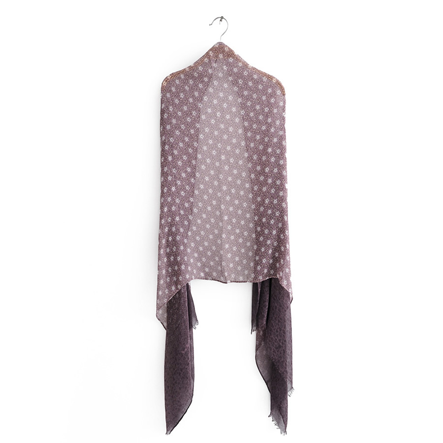 Fashion Gray Purple Ombré Floral Scarf,knitting Wool Scaves