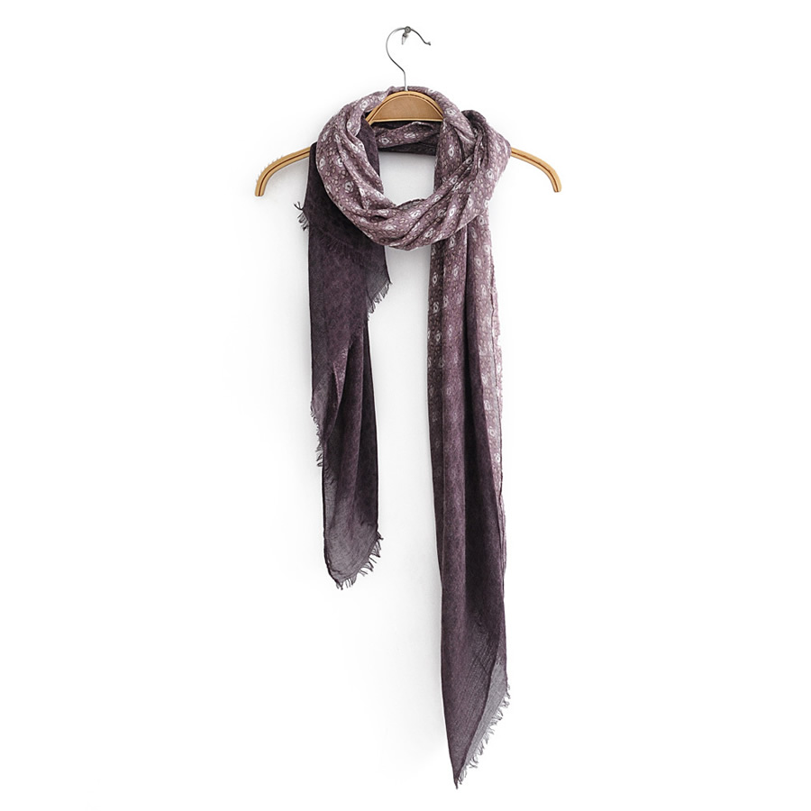 Fashion Gray Purple Ombré Floral Scarf,knitting Wool Scaves