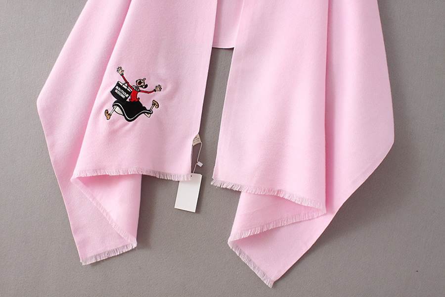 Fashion Pink Imitation Cashmere Cartoon Pattern Embroidered Shawl,knitting Wool Scaves
