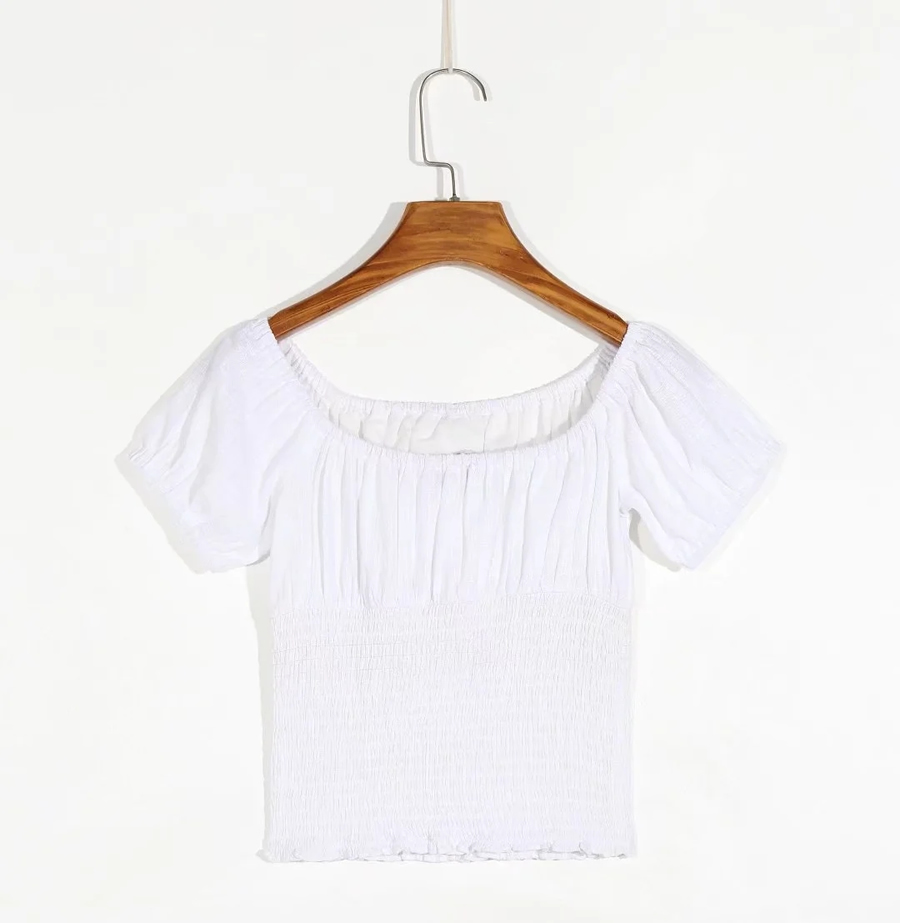 Fashion White Square Neck Tie Cropped Top,Tank Tops & Camis
