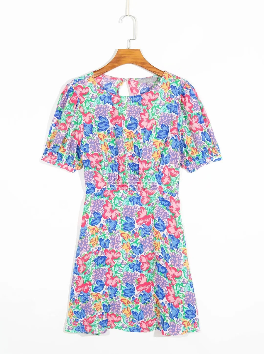 Fashion Color Colorful Print Dress,Mini & Short Dresses