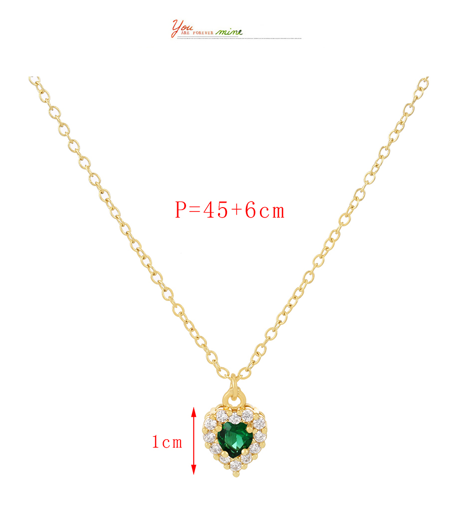 Fashion Red Bronze Zirconium Heart Necklace,Necklaces
