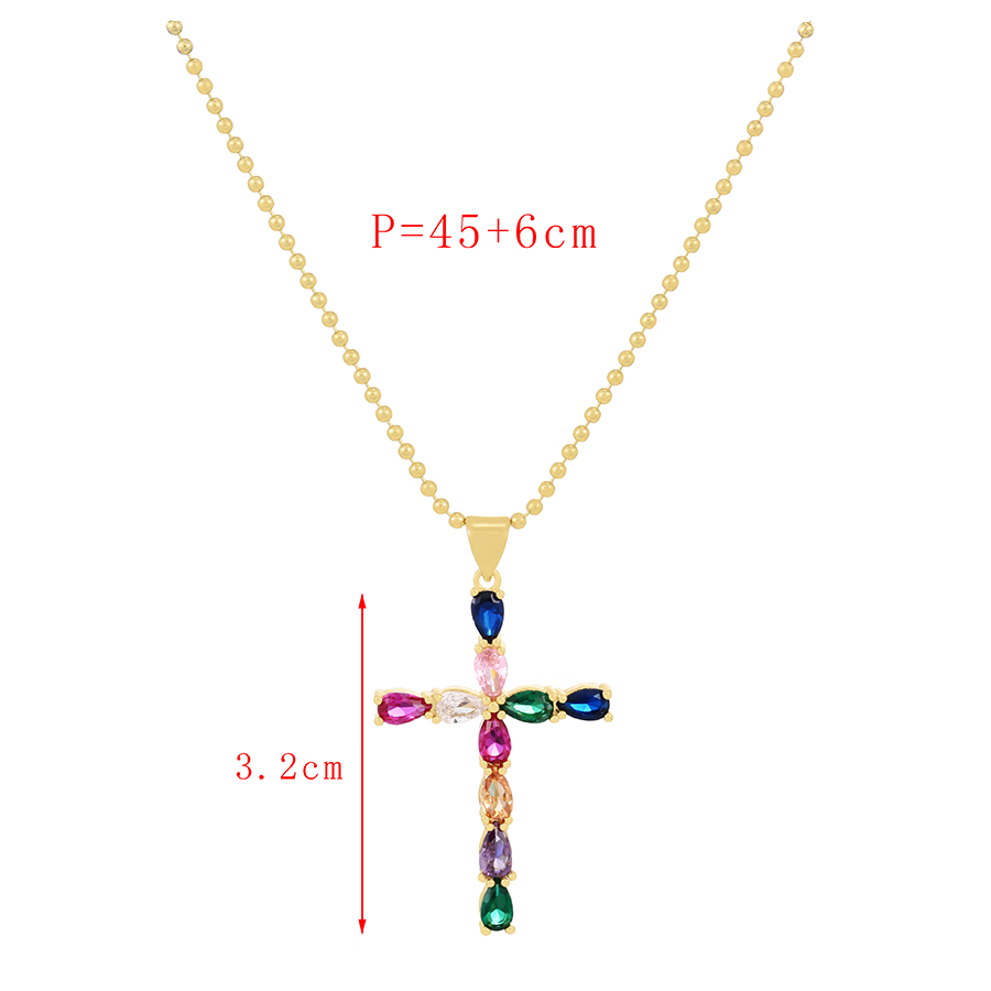 Fashion Color-2 Bronze Zirconium Cross Necklace,Necklaces