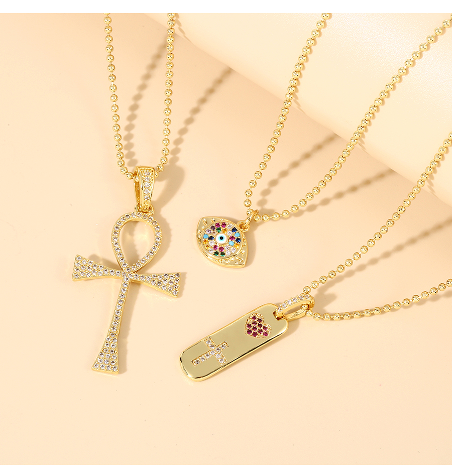 Fashion Gold Bronze Zirconium Heart Cross Necklace,Necklaces