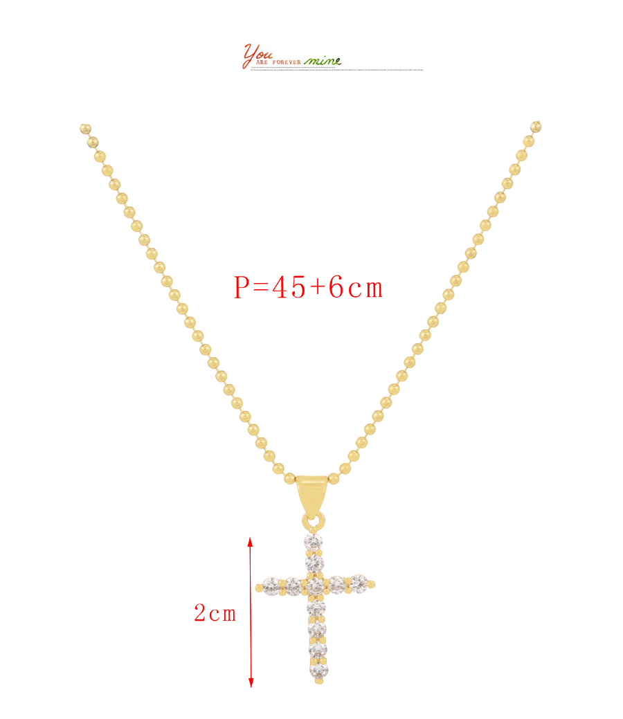 Fashion Gold-6 Bronze Zirconium Cross Heart Necklace,Necklaces