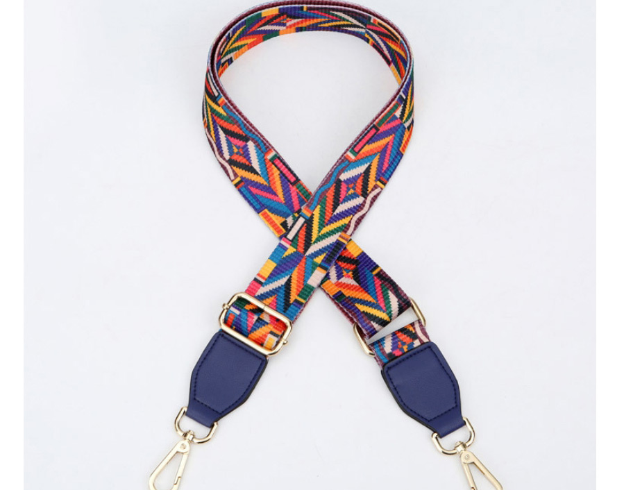 Fashion Colorful With Dark Blue Default Gold Color Hook Nylon Geometric Print Wide Diagonal Shoulder Strap,Household goods