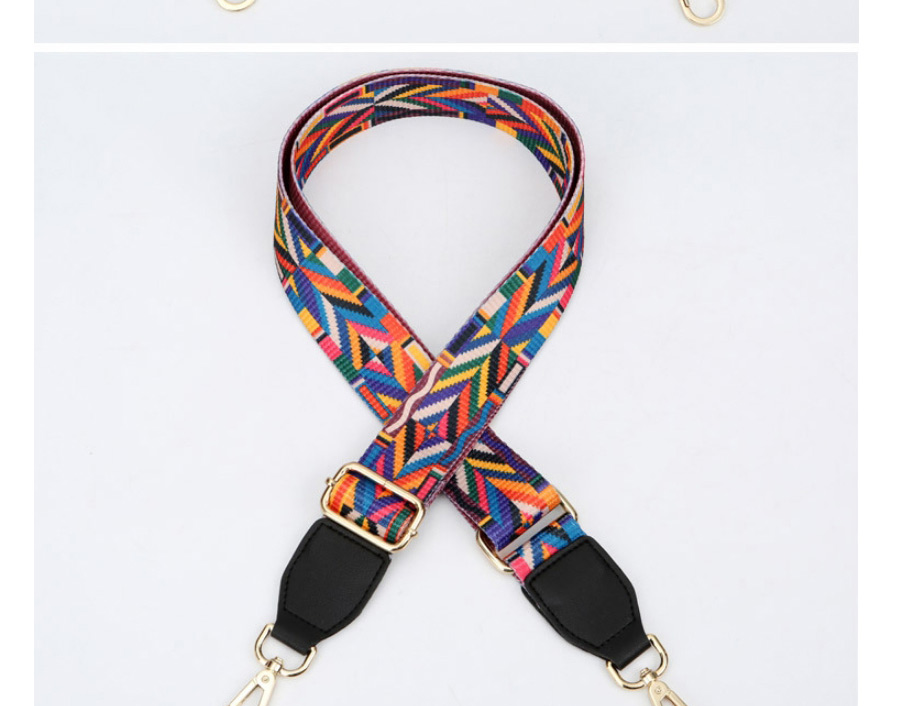 Fashion Colorful Black Default Gold Color Hook Nylon Geometric Print Wide Diagonal Shoulder Strap,Household goods