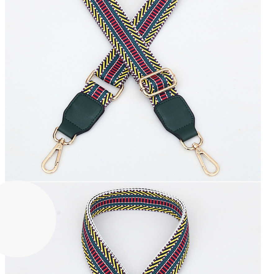 Fashion No. 1 Black Leather Gold Buckle Polyester Print Geometric Diagonal Wide Straps,Household goods
