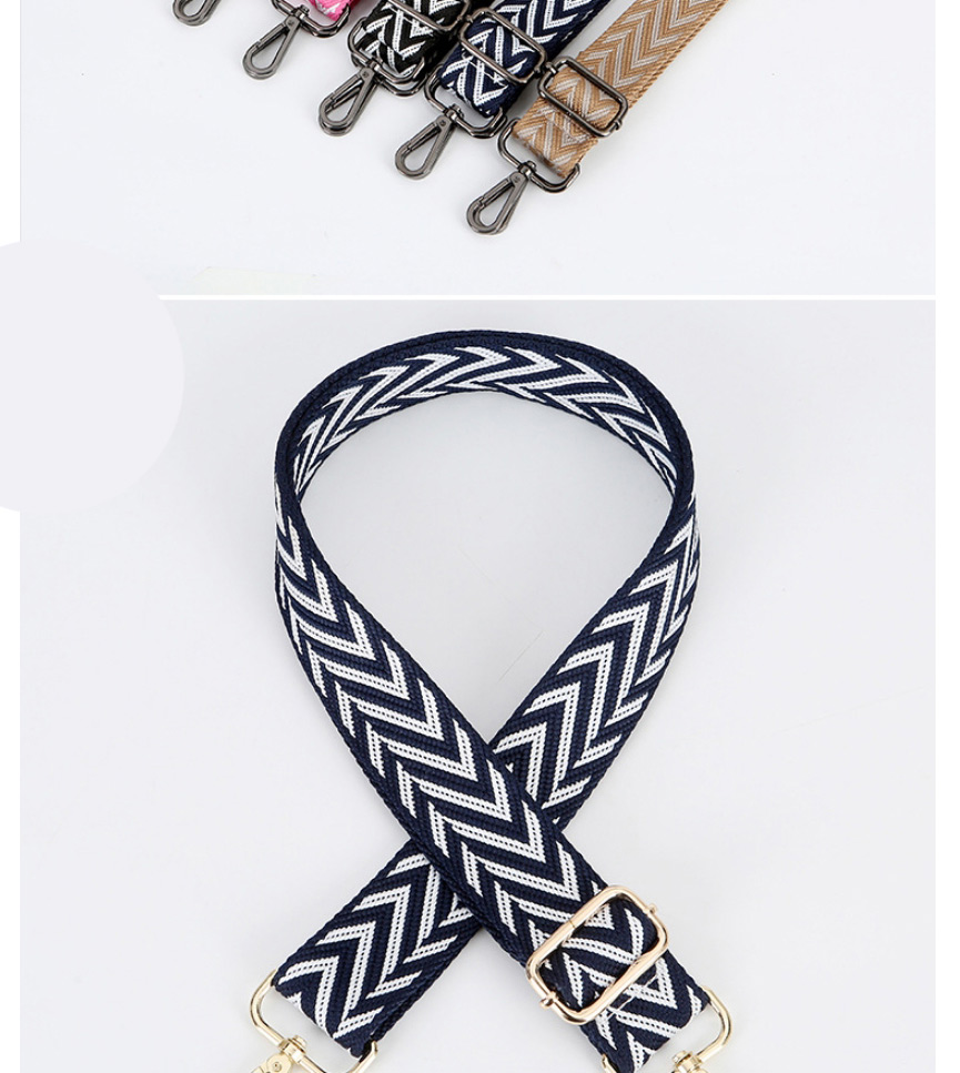 Fashion 108 Blue With Gold Hook Polyester Print Geometric Diagonal Wide Straps,Household goods