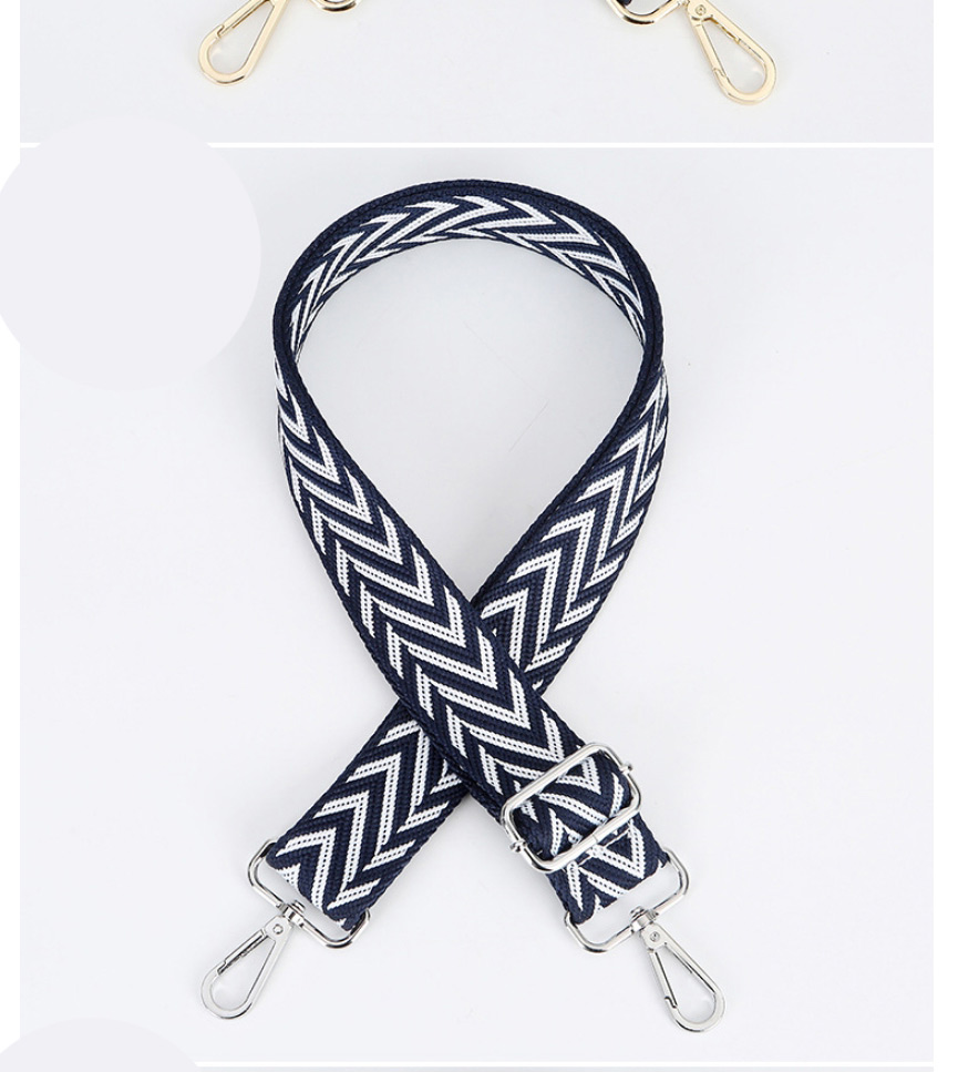 Fashion 108 Blue With Gold Hook Polyester Print Geometric Diagonal Wide Straps,Household goods
