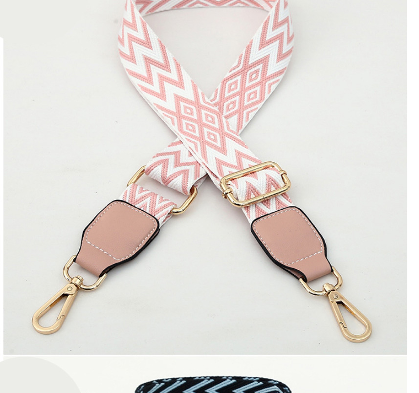 Fashion No. 22 Red Leather Gold Buckle Polyester Print Geometric Diagonal Wide Straps,Household goods