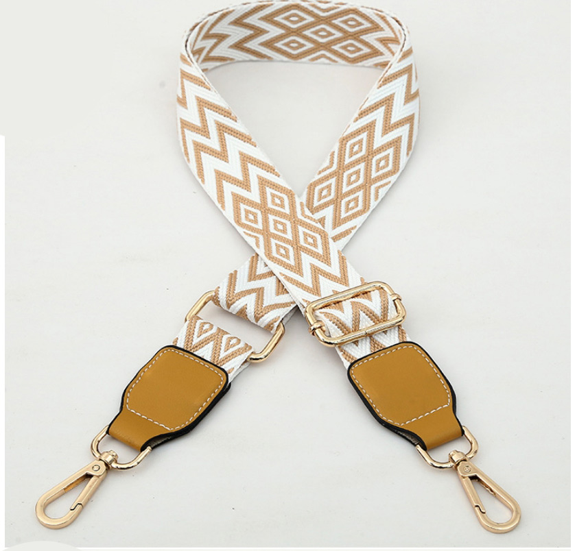 Fashion No. 21 Pink Leather Gold Buckle Polyester Print Geometric Diagonal Wide Straps,Household goods