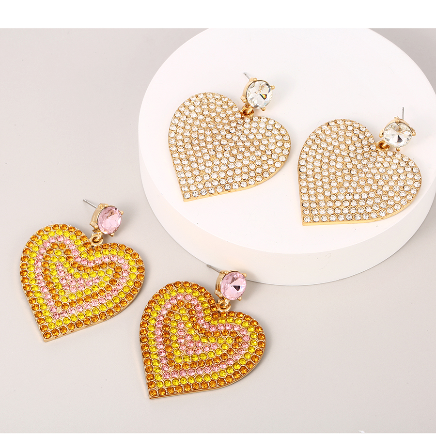 Fashion Color Alloy Diamond Heart Stud Earrings,Stud Earrings