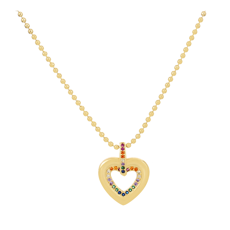 Fashion Gold-2 Bronze Zircon Heart Necklace,Necklaces