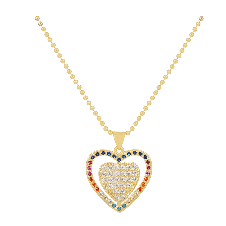 Fashion Gold Bronze Zircon Heart Necklace,Necklaces