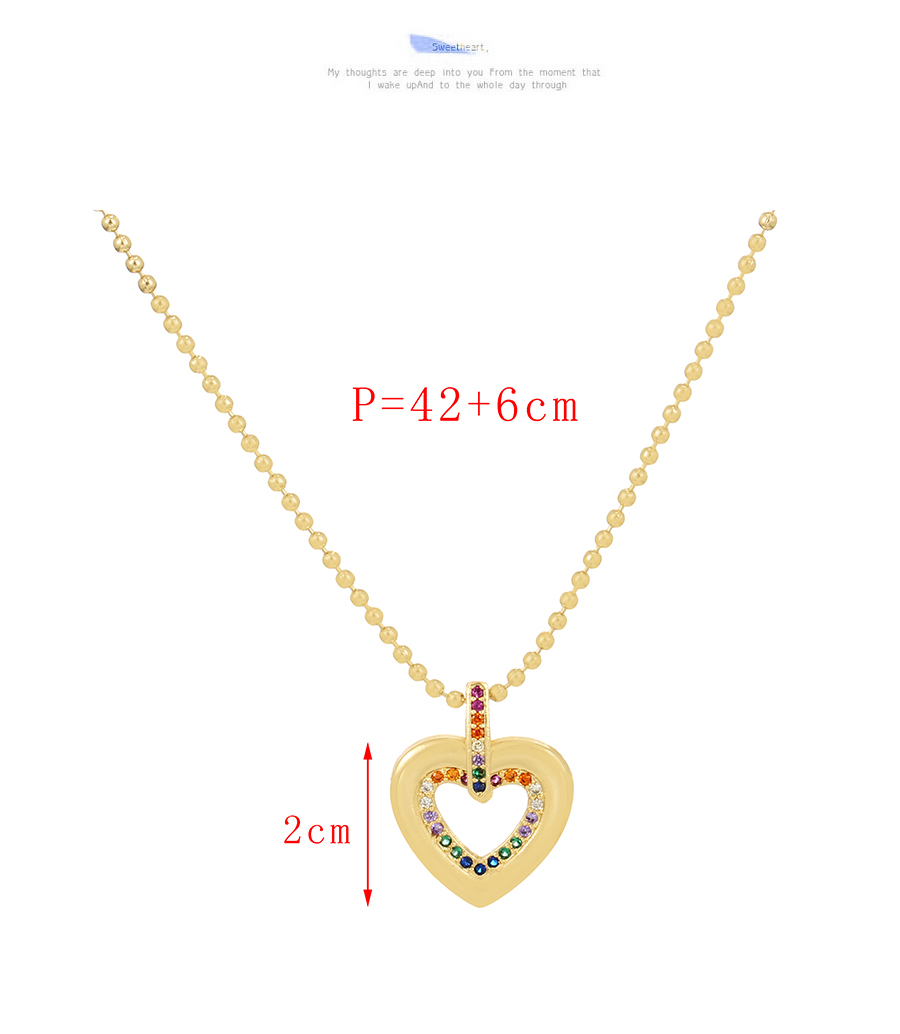 Fashion Gold-2 Bronze Zircon Heart Necklace,Necklaces