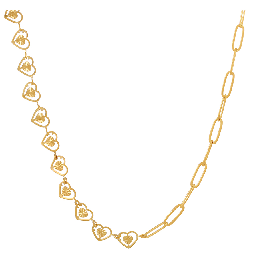 Fashion Gold Titanium Steel Stitching Chain Heart Necklace,Necklaces